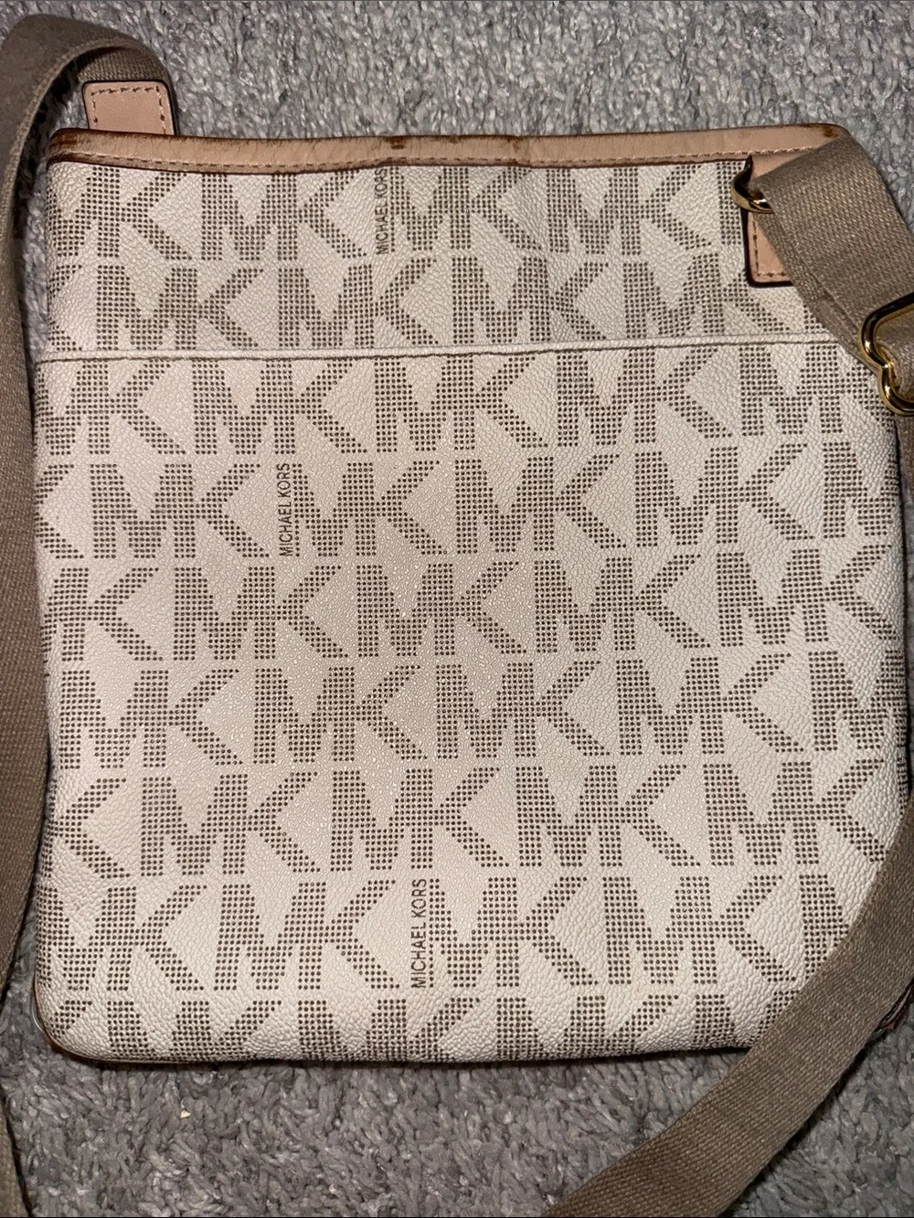 Michael Kors Beige/Tan Signature MK Crossbody Bag
